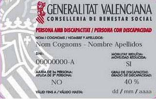 Tarjeta Discapacidad Comunidad Valenciana