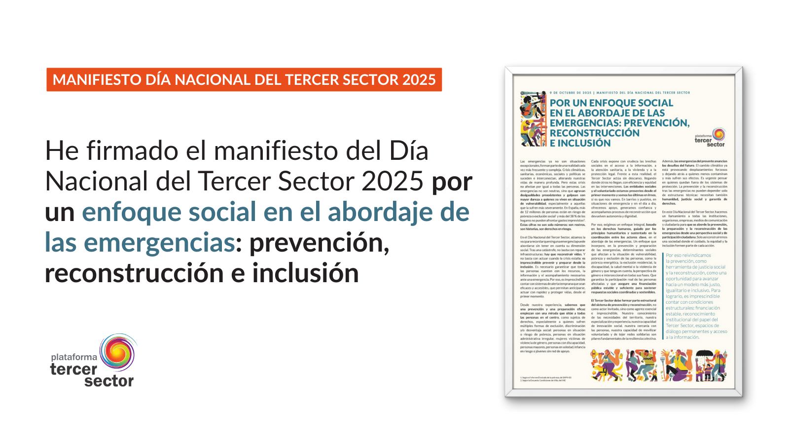 Manifiesto firmado Tercer Sector